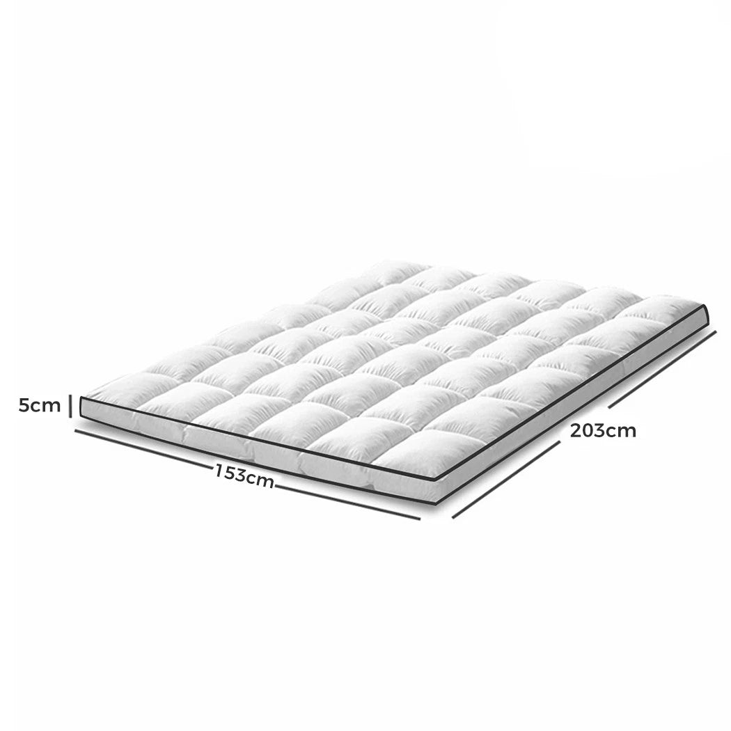 Queen Pillowtop Mattress Topper 5cm Underlay Bed Matress Mat Protector Fitted Skirt