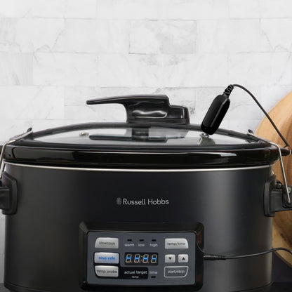 Russell Hobbs Slow Cooker & Sous Vide | Meat Vegetable Stew Curry Pasta Maker | 6L Ceramic Bowl