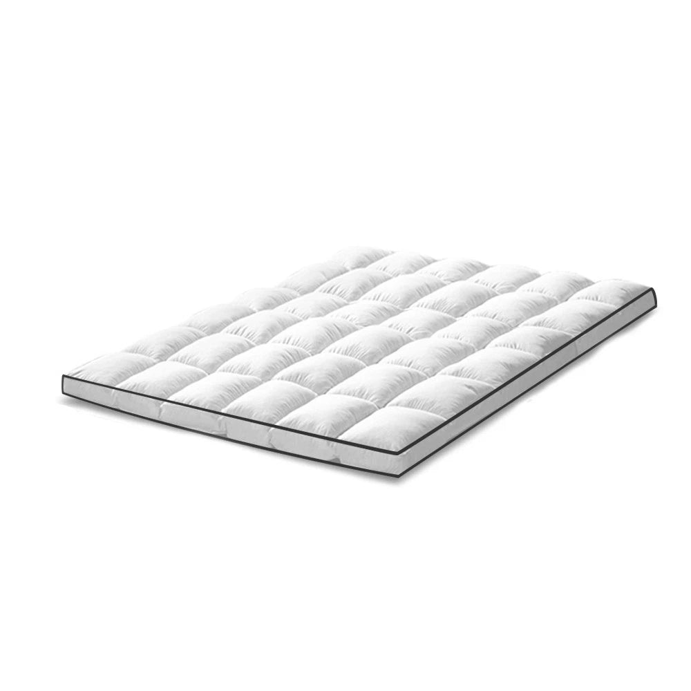 Queen Pillowtop Mattress Topper 5cm Underlay Bed Matress Mat Protector Fitted Skirt