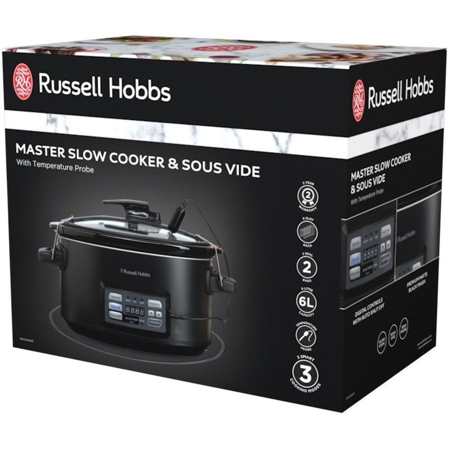 Russell Hobbs Slow Cooker & Sous Vide | Meat Vegetable Stew Curry Pasta Maker | 6L Ceramic Bowl
