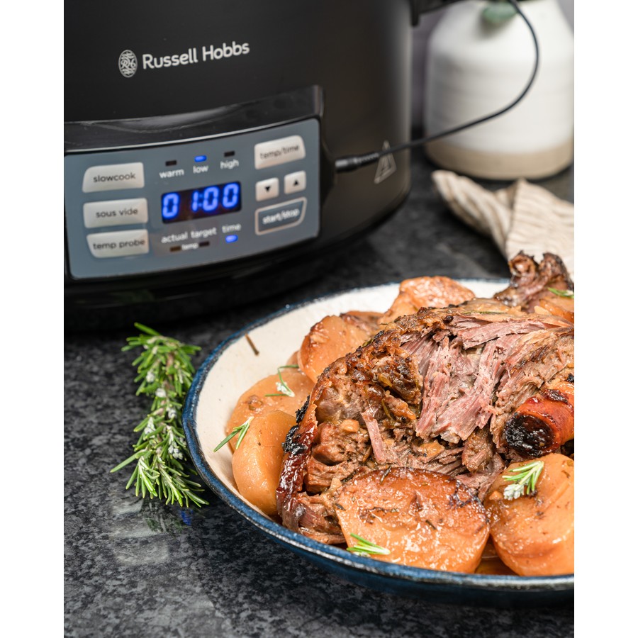 Russell Hobbs Slow Cooker & Sous Vide | Meat Vegetable Stew Curry Pasta Maker | 6L Ceramic Bowl