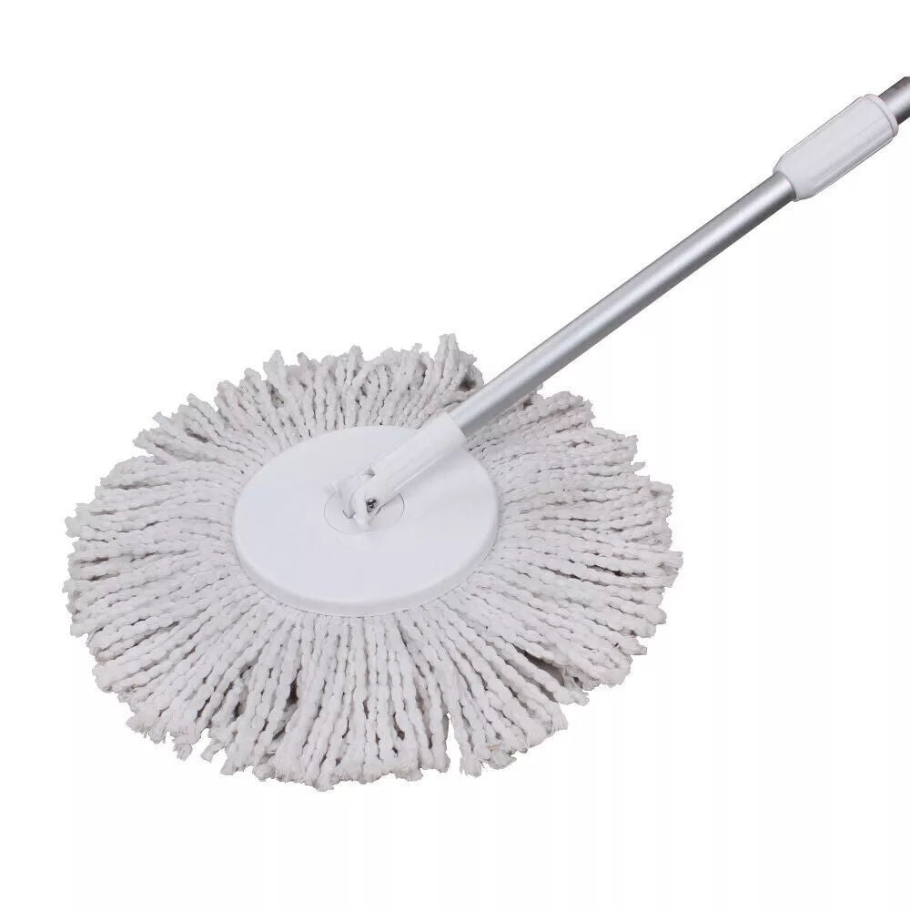 White Magic Microfibre Spin Mop Wet Floor Cleaning Wringing Bucket Hard Wood Tile Cleaning