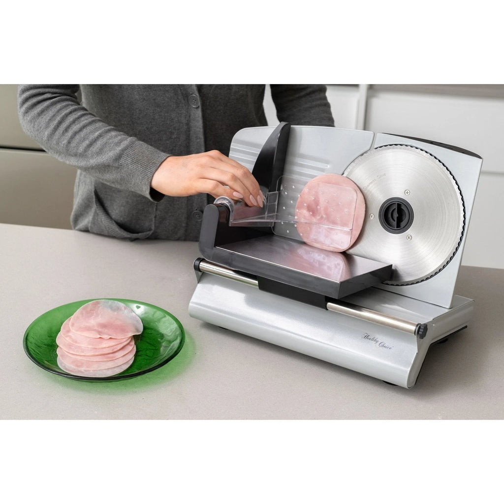 Electric Meat Slicer Deli Cuts Meat Cheese Bread Slicing Machine Premium 200W Stainless Steel