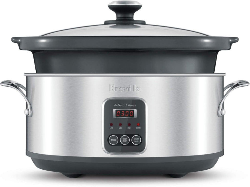 Breville Slow Cooker 6L Stainless Steel Meat Family Slow Cooking, Tender Slow Cooked Stew Curry Soup Lamb Beef Pull-Apart Meat, Kitchen Appliance