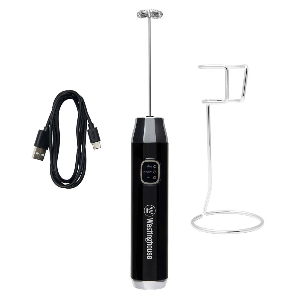 Westinghouse Milk Frother USB Rechargeable 3 Speed Frothing Machine Rich Creamy Foam Maker - Stainless Steel Whisk