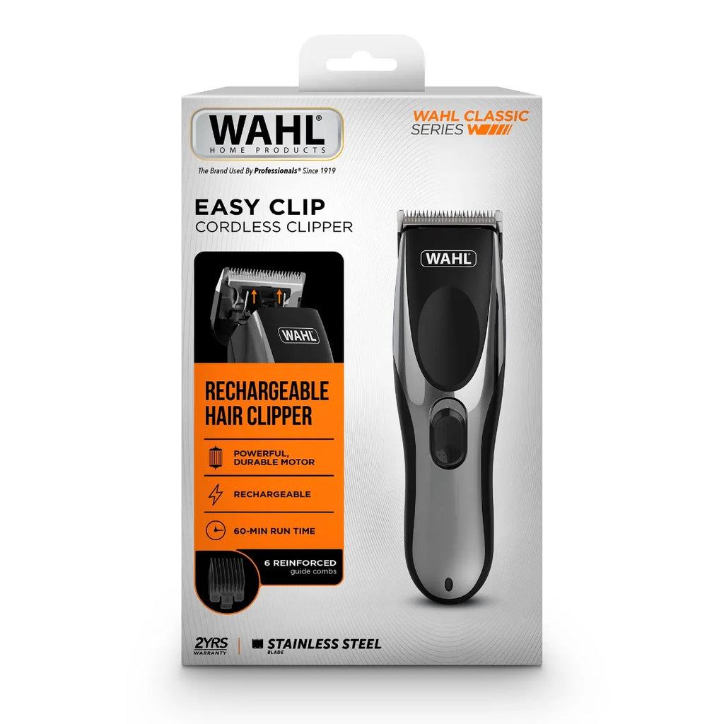Wahl Cordless Men's Easy Clipper Rechargeable Hair Cutting Beard Trimmer Precision Cutting w/ 6 Guide Combs