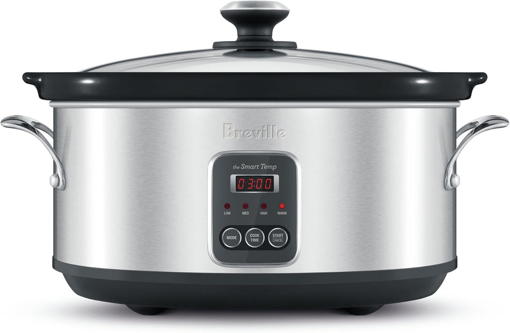 Breville Slow Cooker 6L Stainless Steel Meat Family Slow Cooking, Tender Slow Cooked Stew Curry Soup Lamb Beef Pull-Apart Meat, Kitchen Appliance