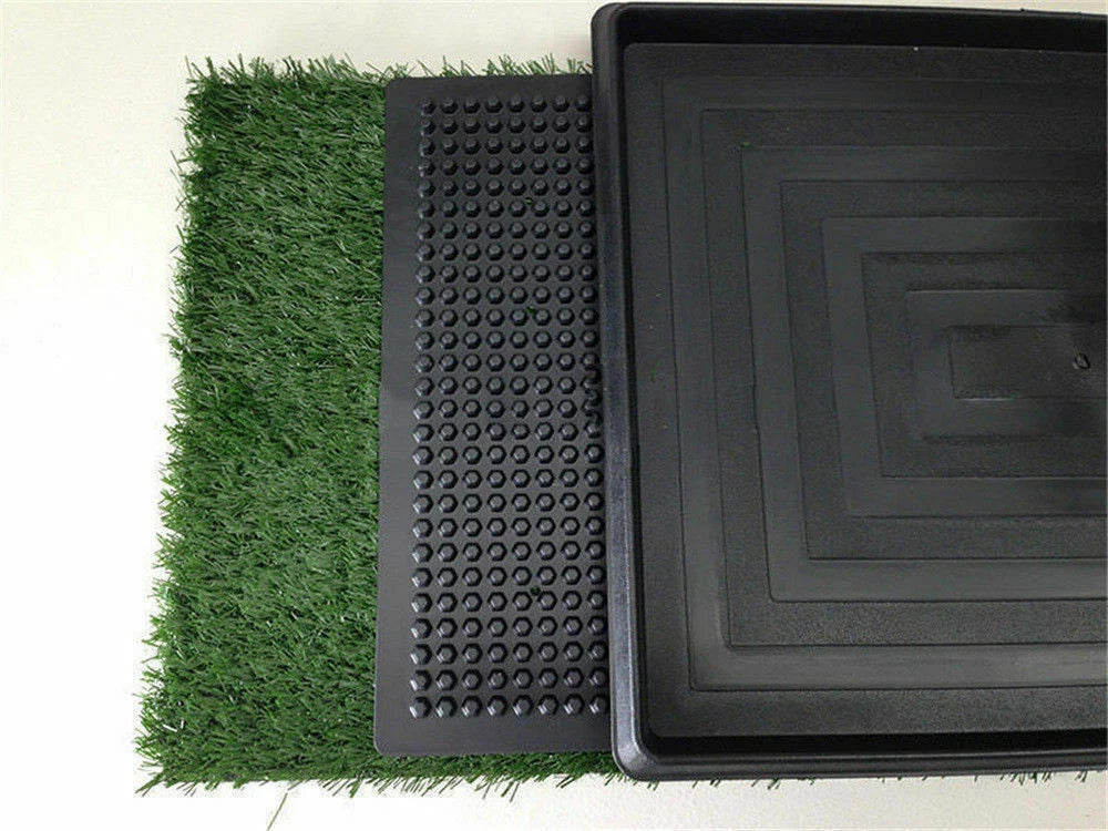 Pet Dog Cat Indoor Artifical Grass Mat | Indoor Pet Toilet Poo Wee Urine Collection Tray Set