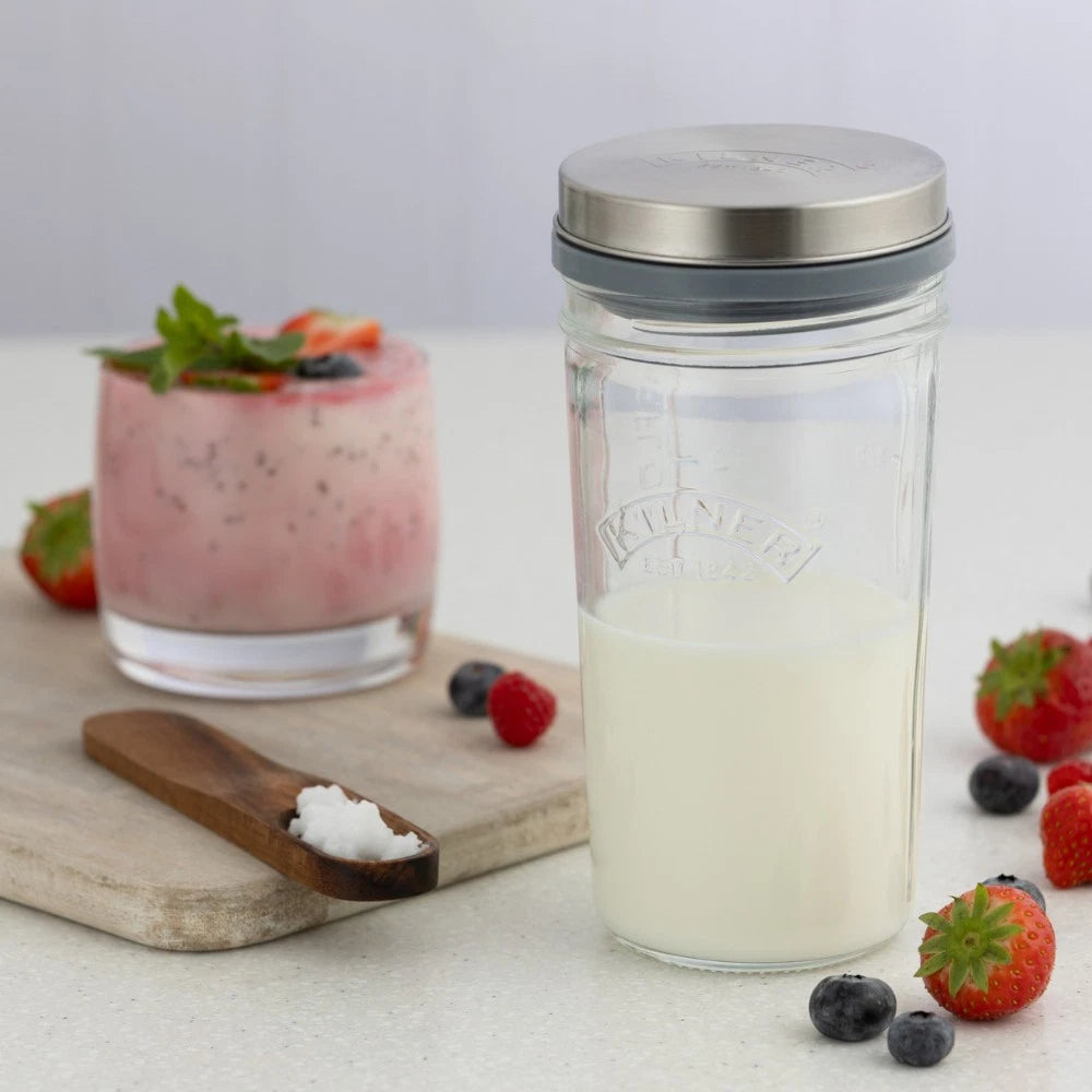 Kilner Kefir Fermentation Glass Set Tangy Probiotic Drink Maker Healthy Homemade Fermentator 500ml