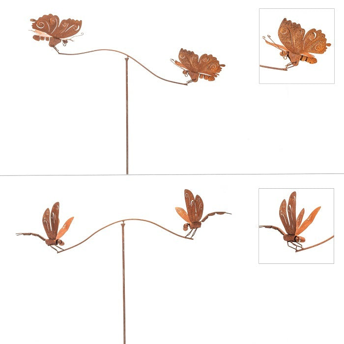 Rustic Metal Garden Balancer – 180cm Butterfly or Dragonfly Outdoor Sculpture