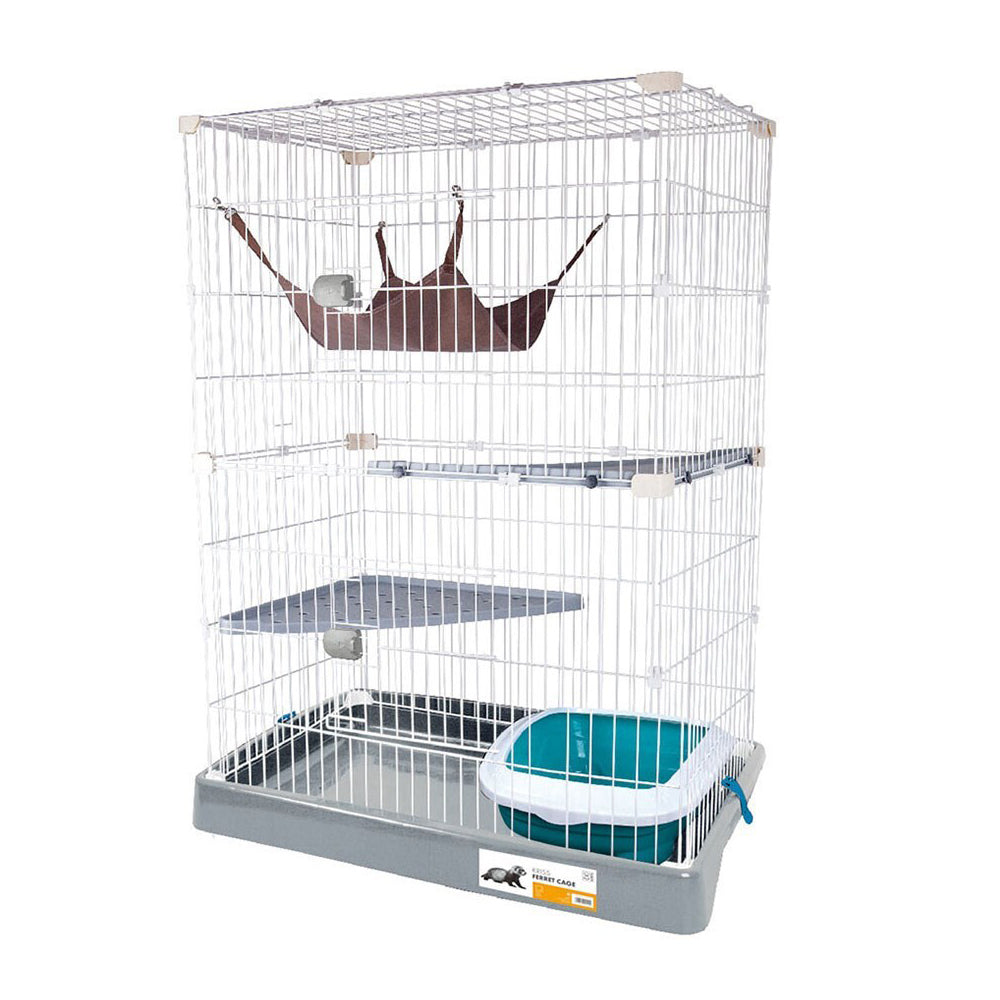 M-Pets Ferret & Puppy Iron Cage | 2-Tier Play House with Hammock & Ramp | 120x92cm | Spacious and Durable Cage