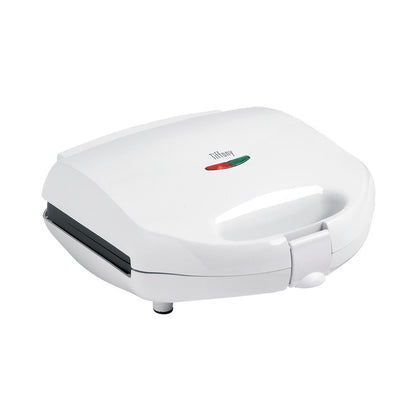 Two Slice Bread/Jaffle Electric Sandwich Press Maker | Tiffany Non Stick 750W White | Stand Up Feature | Stainless Steel Sandwich Maker Grill Toasted Toaster