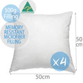 4x Cushion Inserts Australian Made | Polyester Microfibre 50x50cm Bedroom Lounge Display