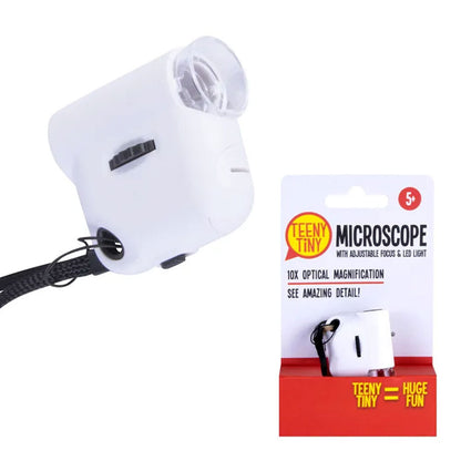 Mini Microscope w/LED Light/Adjustable Focus | Kids Toy | 10X Optical Zoom