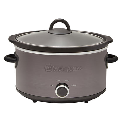 Westinghouse 3.5L | 210W Electric Slow Cooker w/Ceramic Pot | Stainless Steel Black