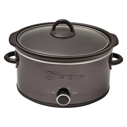 Westinghouse 3.5L | 210W Electric Slow Cooker w/Ceramic Pot | Stainless Steel Black