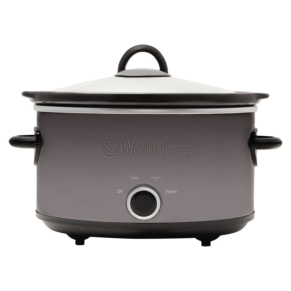 Westinghouse 3.5L | 210W Electric Slow Cooker w/Ceramic Pot | Stainless Steel Black