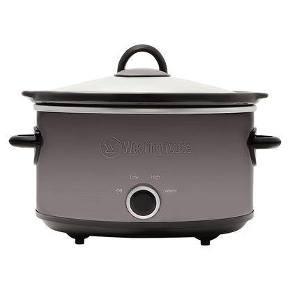 Westinghouse 3.5L | 210W Electric Slow Cooker w/Ceramic Pot | Stainless Steel Black