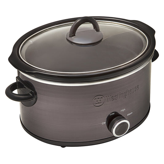 Westinghouse 3.5L | 210W Electric Slow Cooker w/Ceramic Pot | Stainless Steel Black