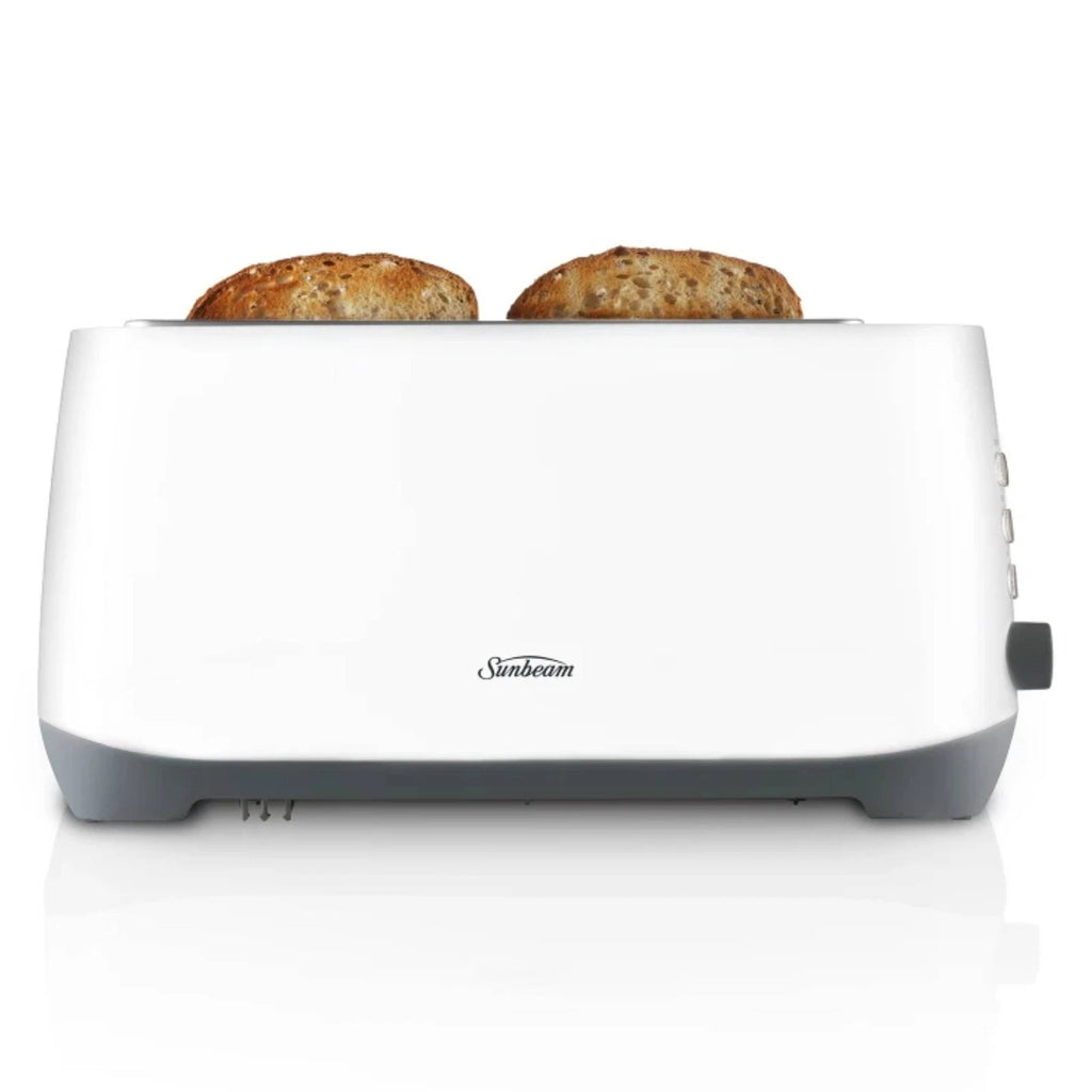 Sunbeam 4 Slice Toaster, White Electric Bread Toast Maker, Modern Kitchen Appliance