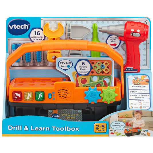 VTech Pretend Kids Toddler Toolbox | Electronic Learning Tool Kit | 3 Games Modes - Learning, Challenge, Music