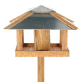 Esschert Design Freestanding Black & Oak Bird Feeder | Garden Decor | Square Base Bird Feeder