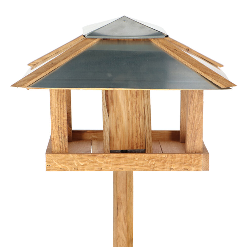 Esschert Design Freestanding Black & Oak Bird Feeder | Garden Decor | Square Base Bird Feeder