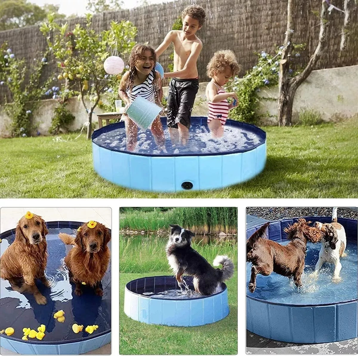 Portable Pet Dog Washtub Washing Tub HEAVY DUTY PVC Non-Toxic Sandpit Kids Pool Splash Play Summer Backyard Fun