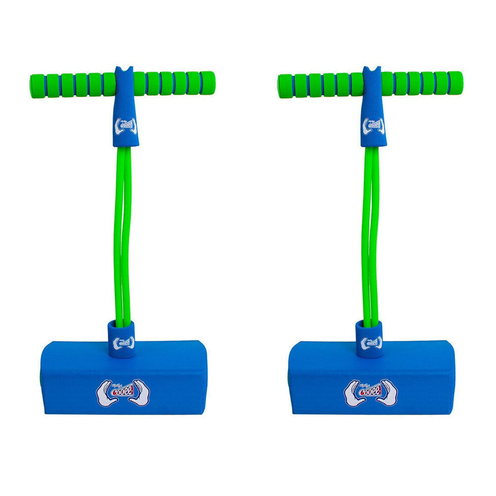 Kids Pogo Stick Set of 2 | Cooee Freestyle Junior Bounce Sticks | Green Blue