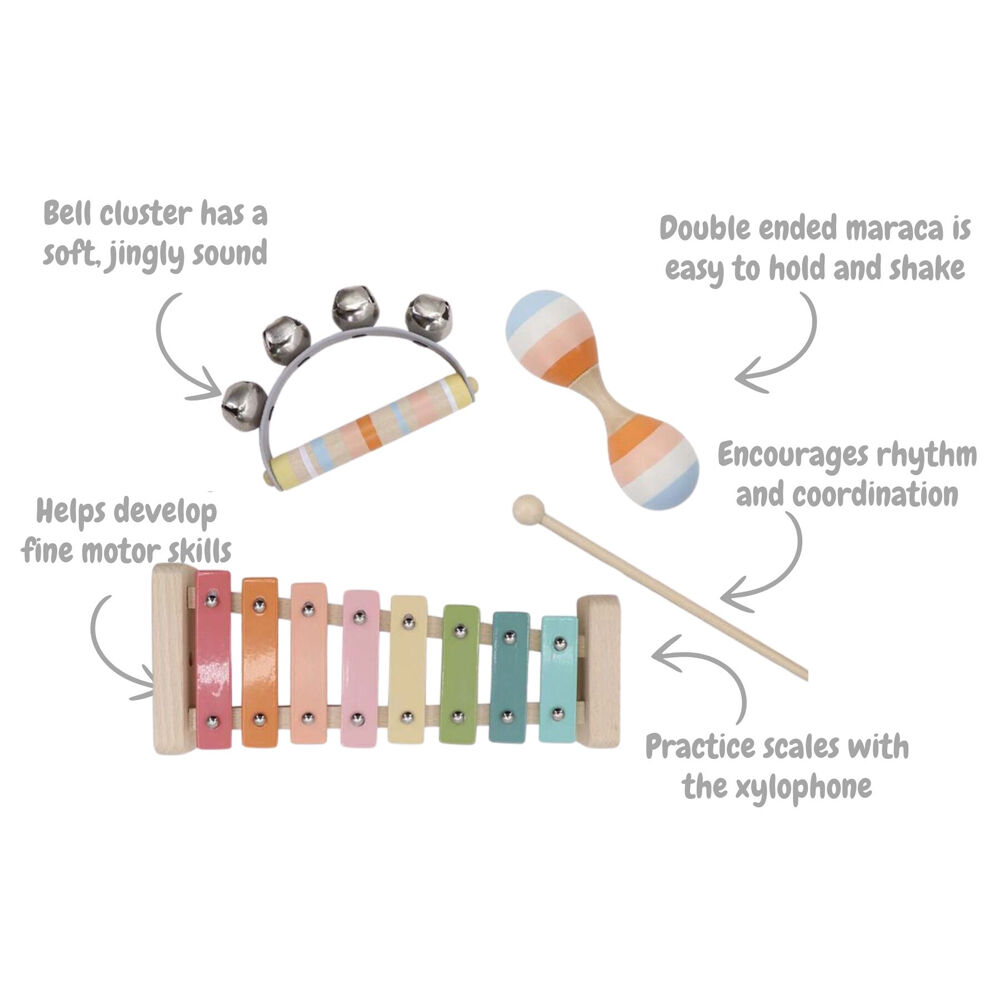 3pc Kaper Kidz Wooden Kids Musical Toy Set w/ Xylophone & Shaker 18m+ Orange
