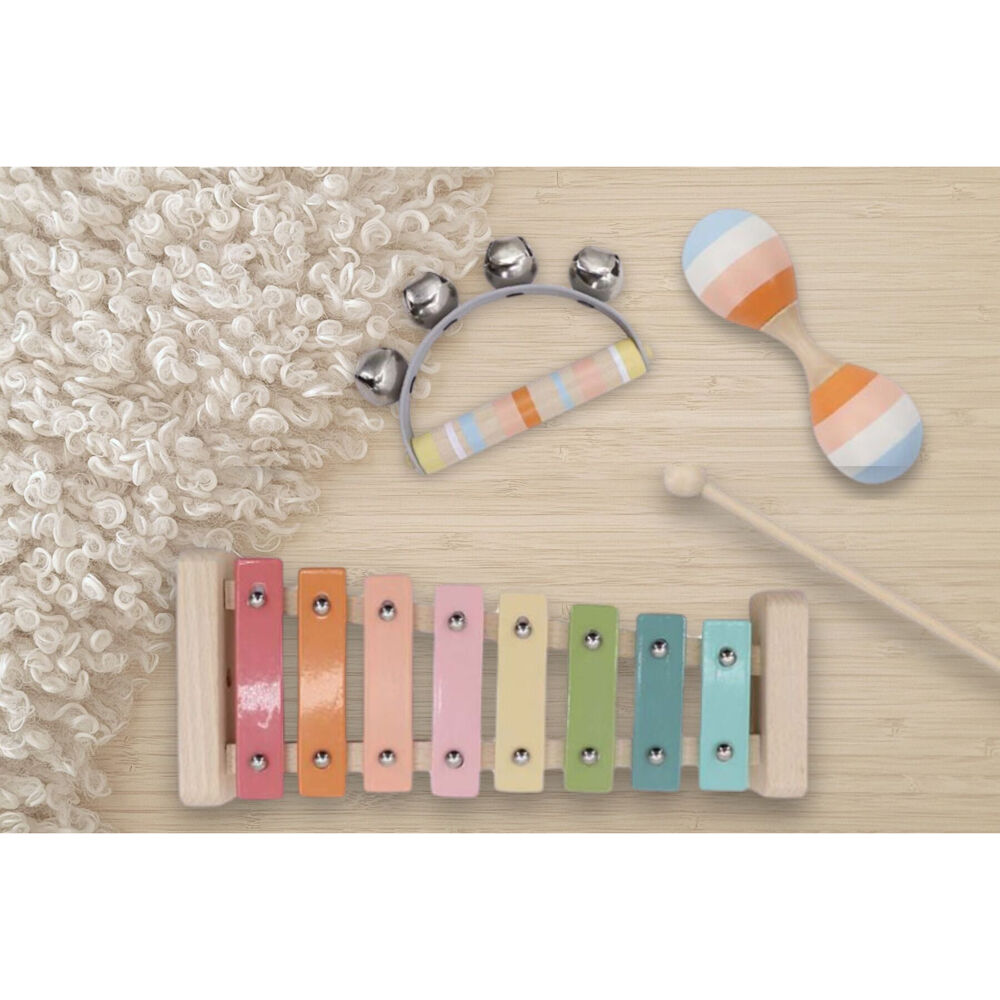 3pc Kaper Kidz Wooden Kids Musical Toy Set w/ Xylophone & Shaker 18m+ Orange