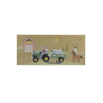 Kaper Kidz Wooden Tractor & Farm Animals Kids Toy Playset w/ Sheep Horse 18m+