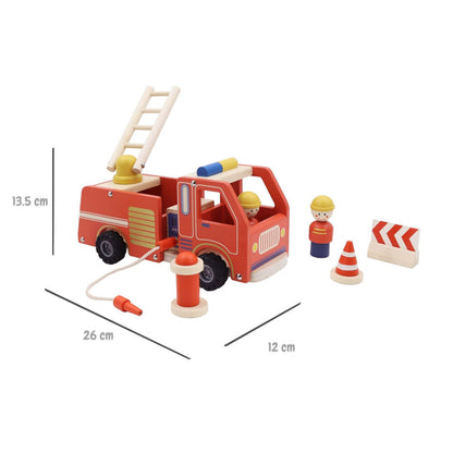 Kaper Kidz Wooden Fire Engine Kids Toy Playset w/ Hose,Hydrant & Ladder 3y+