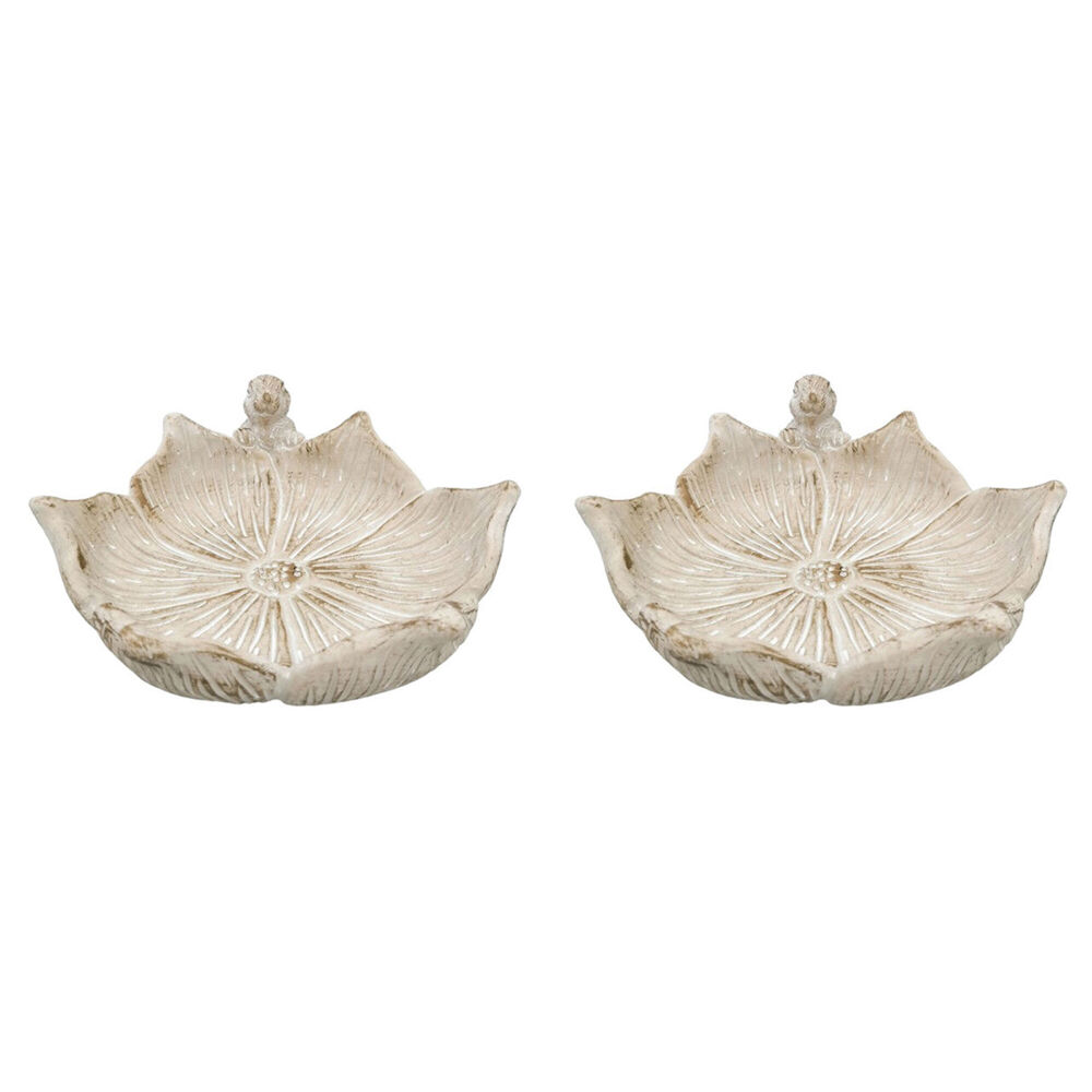 2PK Ceramic Bunny Bird Bath Bowls – Outdoor Garden Decor | 27x25cm Bisque | Urban Fable