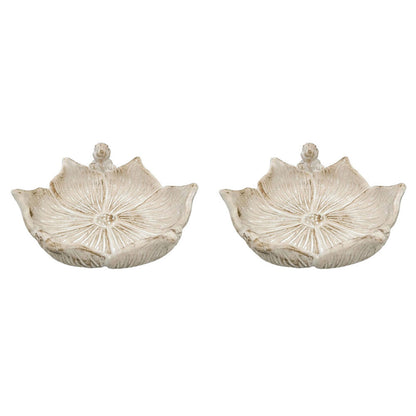 2PK Ceramic Bunny Bird Bath Bowls – Outdoor Garden Decor | 27x25cm Bisque | Urban Fable