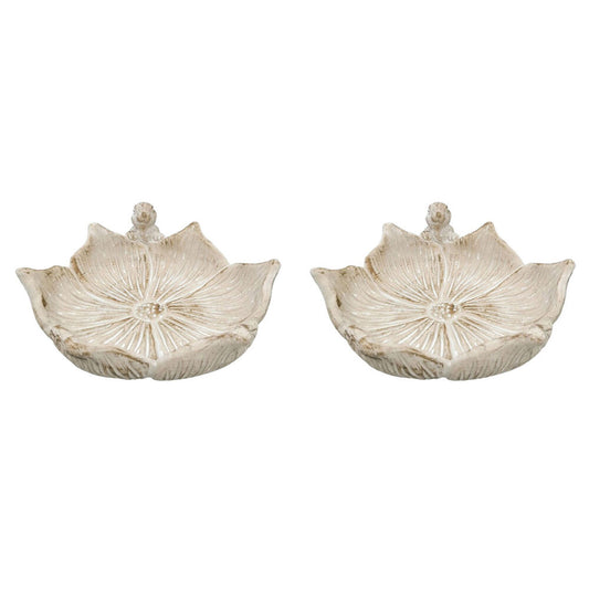 2PK Ceramic Bunny Bird Bath Bowls – Outdoor Garden Decor | 27x25cm Bisque | Urban Fable