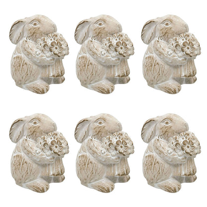 6PK Urban Ceramic Fable Bunny | Ornament Outdoor Garden Decor | 10cm Bisque