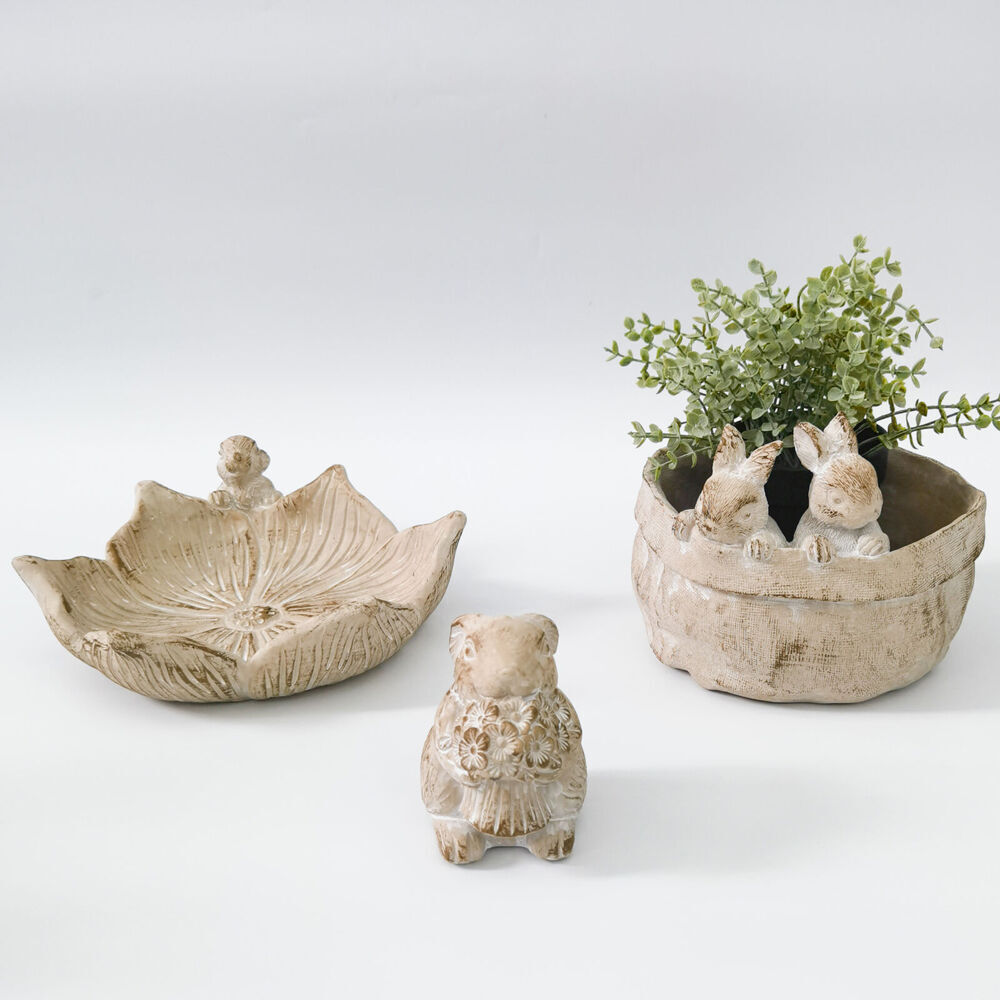 6PK Urban Ceramic Fable Bunny | Ornament Outdoor Garden Decor | 10cm Bisque