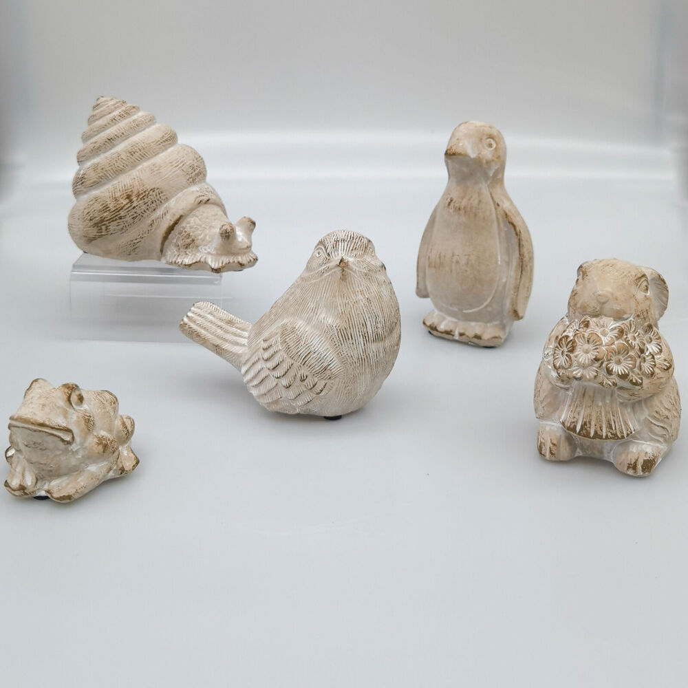 6PK Urban Ceramic Fable Bunny | Ornament Outdoor Garden Decor | 10cm Bisque