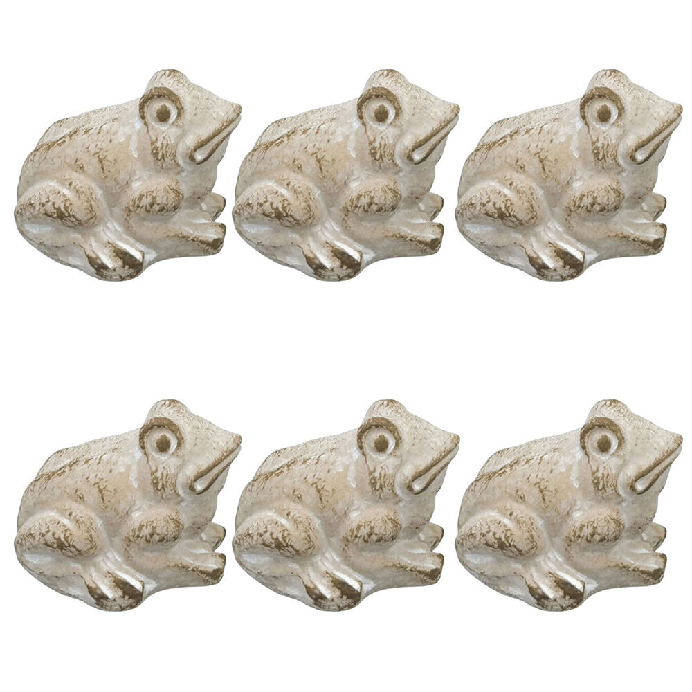 6PK Urban Ceramic | Fable Frog Ornament | Outdoor Garden Decor 7cm Bisque