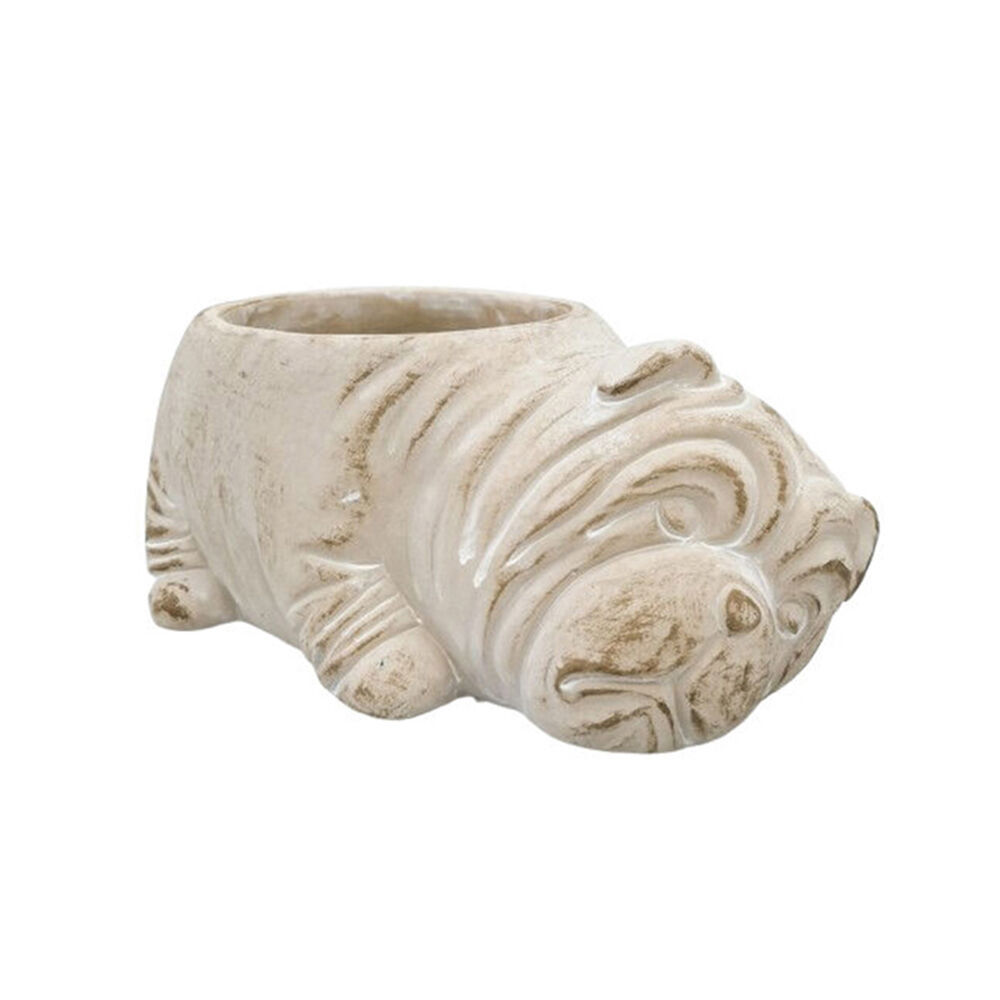 3PK Urban Ceramic Fable Bulldog | Outdoor Planter Pot 21x15cm Bisque