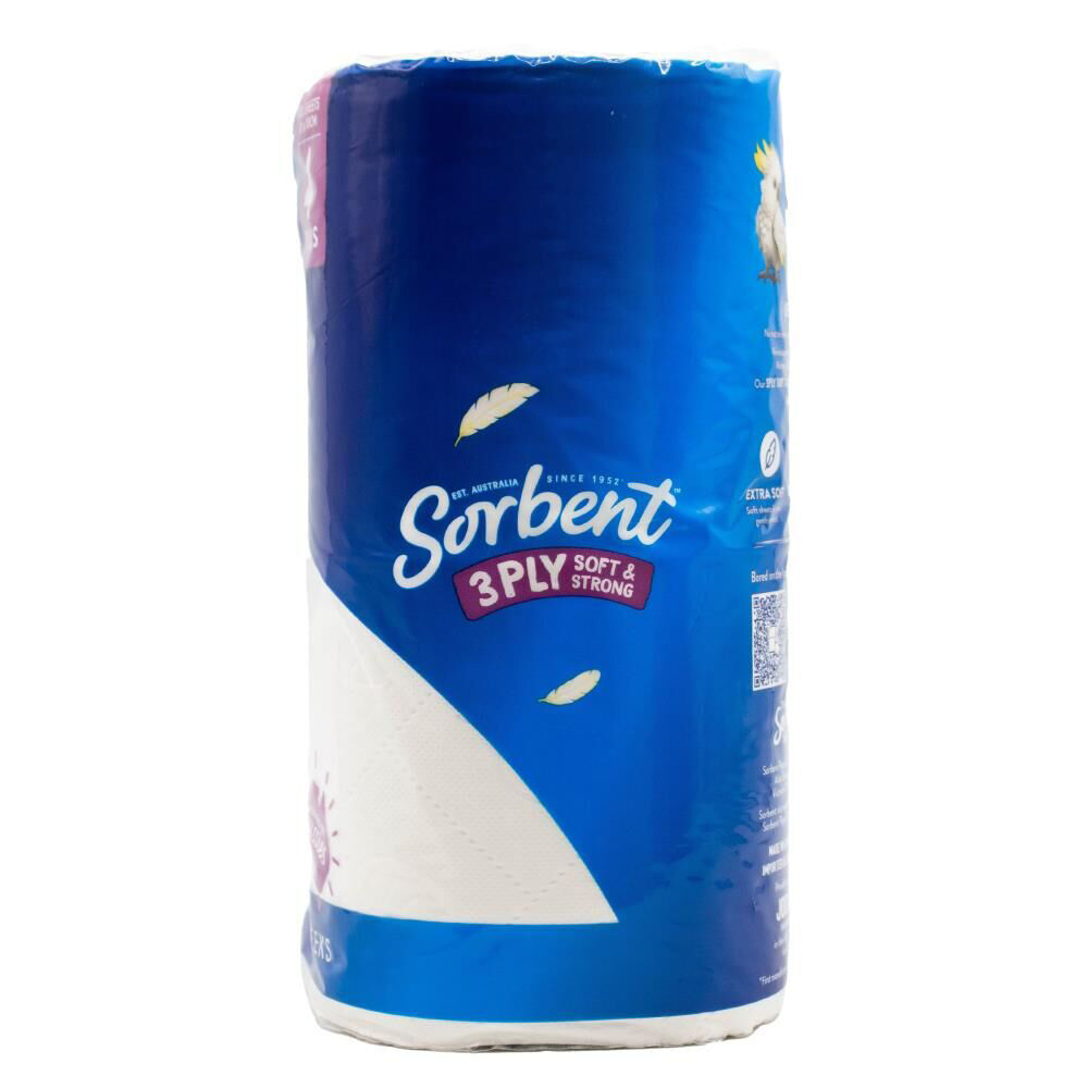 Sorbent Toilet Tissue | 10x10cm 3-Ply | Soft & Strong Multi-Purpose | 16 x 4pc Comfort