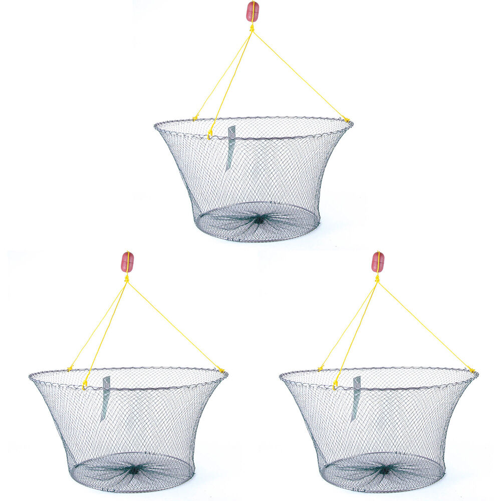 Yabby Drop Trap | Fishteck Mesh Net | Fishing Essentials | Perfect for Freshwater and Saltwater |  Aluminium Handle 55cm Blue | 3 Pk