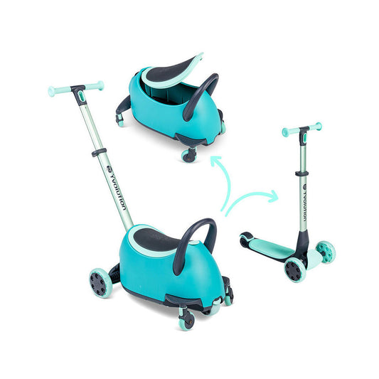 YVolution Glider | Luna 5-in-1 Scooter & Ride-On Kids Toy | Green 10m+