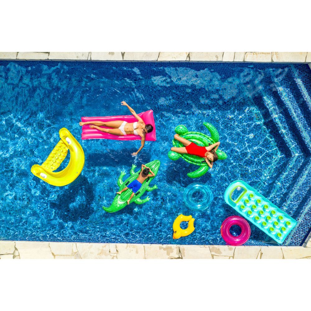 Intex 203cm Inflatable Crocodile/Alligator | Ride-On Kids Water Toy for Pool | Two Air Chambers for added Safety | Four Handles | 80kg Weight Limit