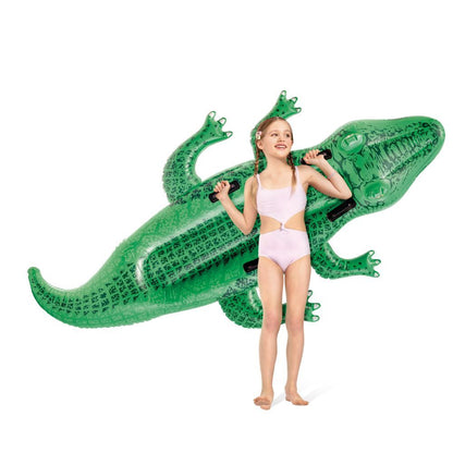 Intex 203cm Inflatable Crocodile/Alligator | Ride-On Kids Water Toy for Pool | Two Air Chambers for added Safety | Four Handles | 80kg Weight Limit