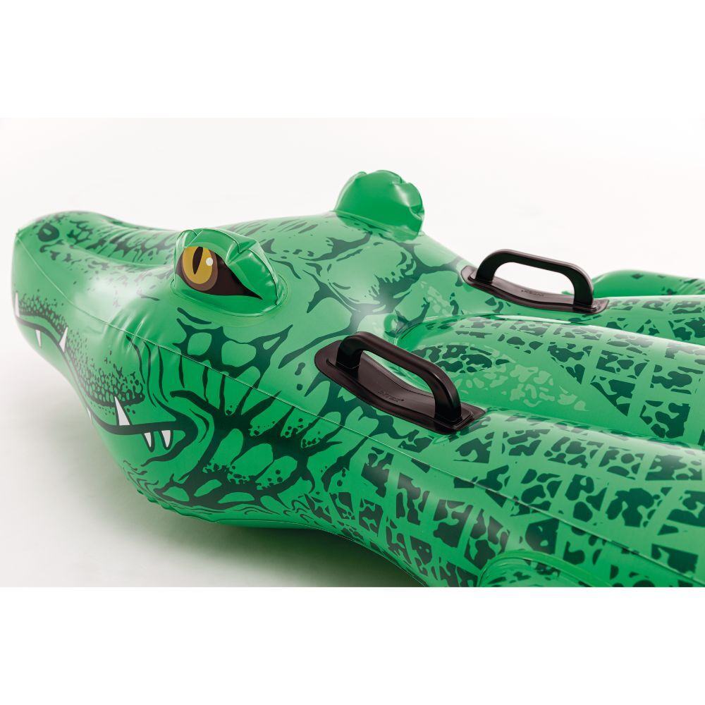 Intex 203cm Inflatable Crocodile/Alligator | Ride-On Kids Water Toy for Pool | Two Air Chambers for added Safety | Four Handles | 80kg Weight Limit