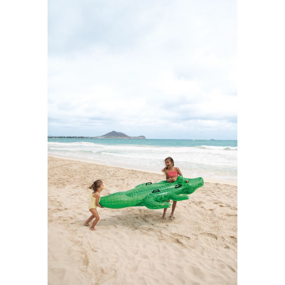 Intex 203cm Inflatable Crocodile/Alligator | Ride-On Kids Water Toy for Pool | Two Air Chambers for added Safety | Four Handles | 80kg Weight Limit