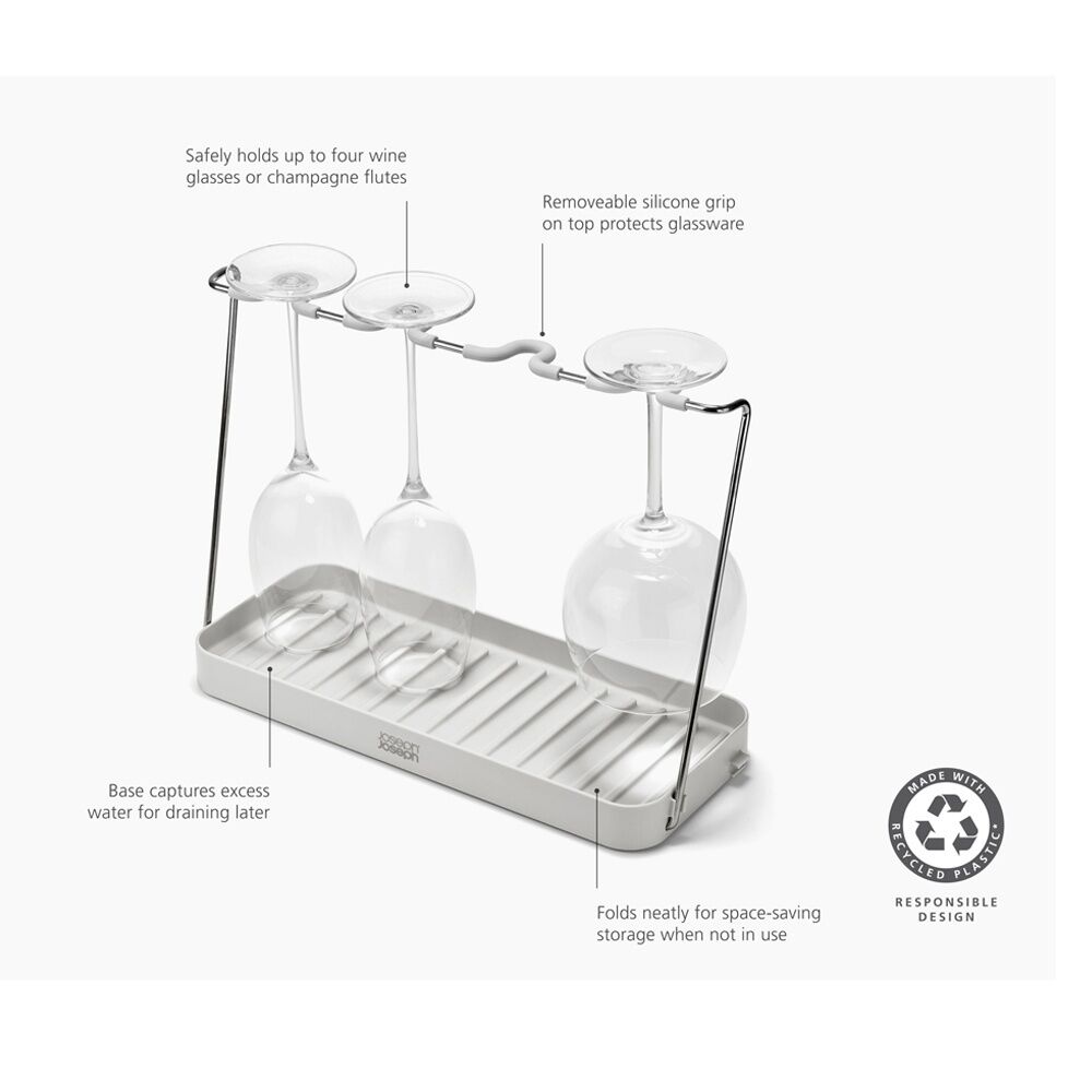 Joseph DrySmart Wine Glass Drying Rack Kitchen Organiser Stone