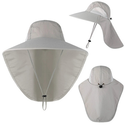 Unisex Outdoor Fishing Hiking Hat | Anti UV Sun Protect | Neck Face Flap | Golf Cap | 100% Nylon | Machine Wash